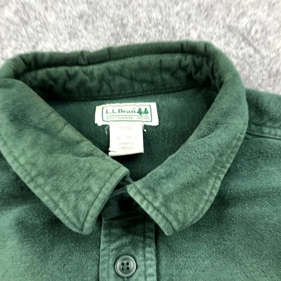 LL Bean Shirt Mens XL Green Regular Fit Button Up Thick Casual Flannel - Picture 4 of 8